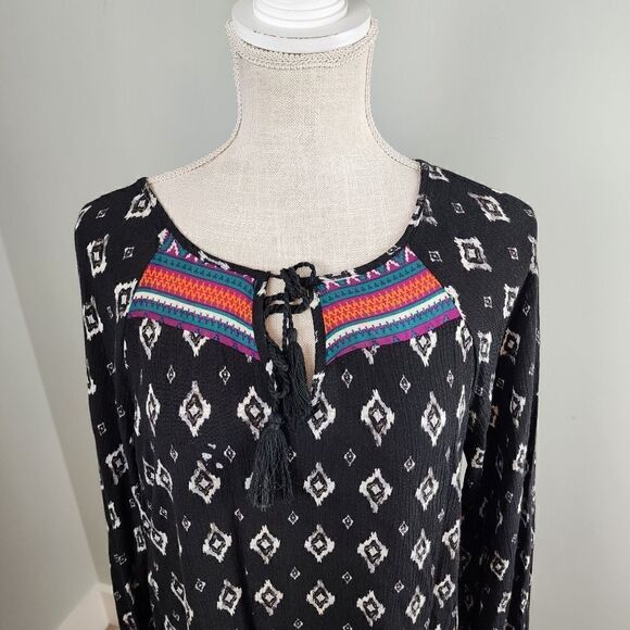 Paper Moon Women's Round Neck With Tie Elastic Sleeve Top Size Small - Picture 2 of 8